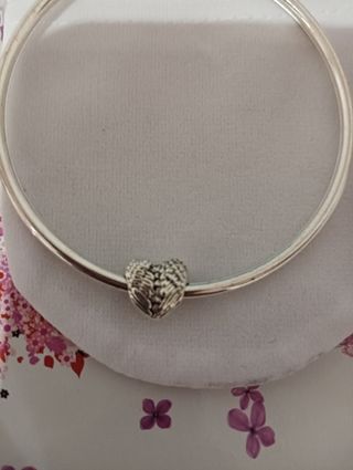 Pulsera corazón plata, estilo Pandora