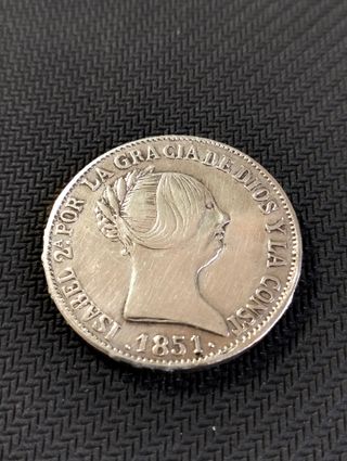 Isabel II 10 Reales Plata 1851 , estrella 7 puntas