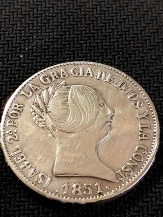 Isabel II 10 Reales Plata 1851 , estrella 7 puntas