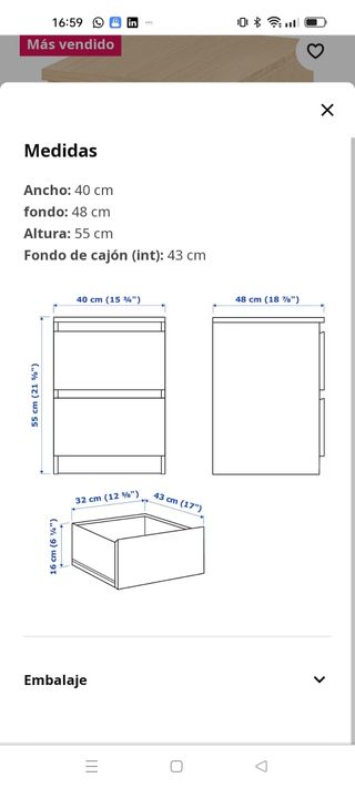 Cómoda dos Cajones Ikea