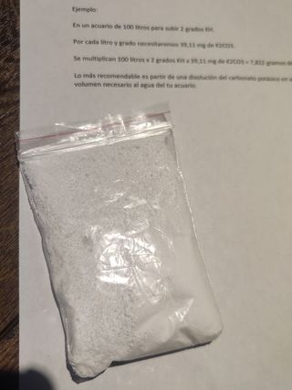 Carbonato Potasico. Mantener pH acuario estable