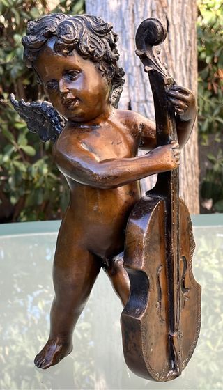 Antigua figura Angel de bronce