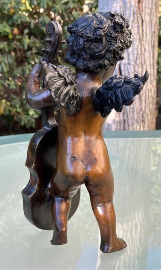 Antigua figura Angel de bronce