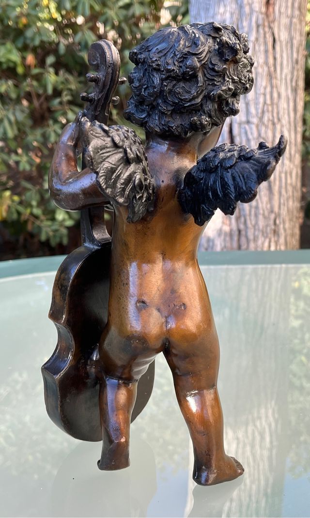 Antigua figura Angel de bronce