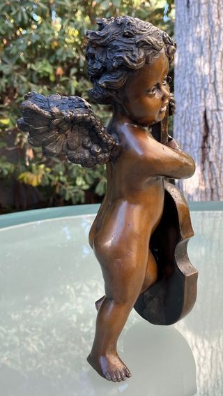 Antigua figura Angel de bronce