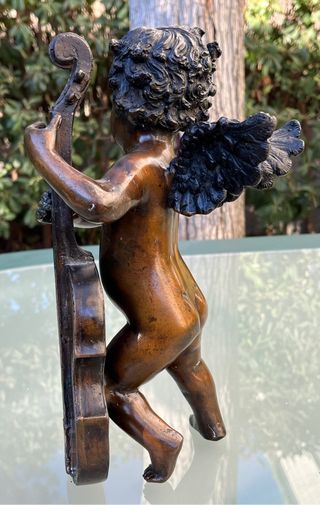 Antigua figura Angel de bronce