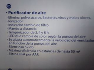 Purificador aire Filtro Hepa