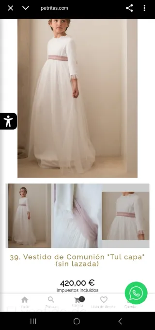 vestido Comunión "TUL /CAPA PETRITAS"