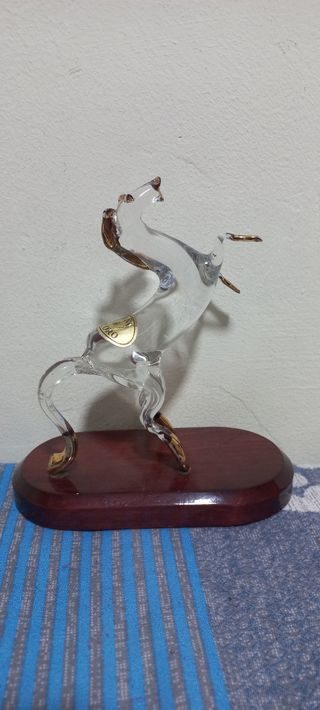 FIGURA ARTE BLANCO CABALLO CRISTAL (BAÑO ORO)