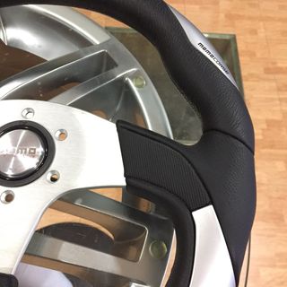 🔴Momo Volante Deportivo 350mm Negro Gris Cuero