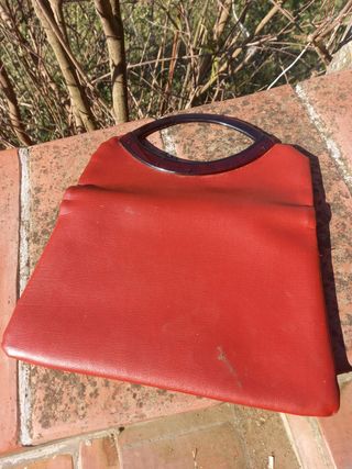 borsa vintage pelle vegana rosso
