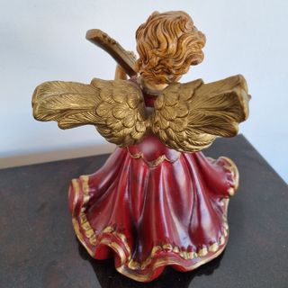 Angelo Musicante Resina Rosso Oro - Statuetta