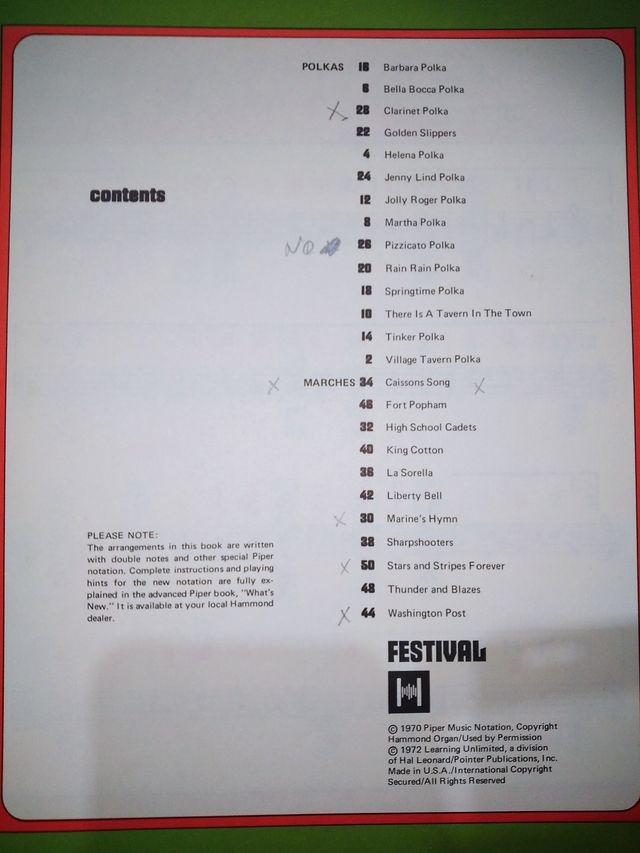 3 libretos, The Piper, Hammon Organ