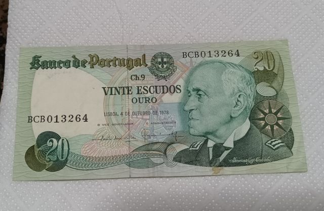 billete de veinte escudos