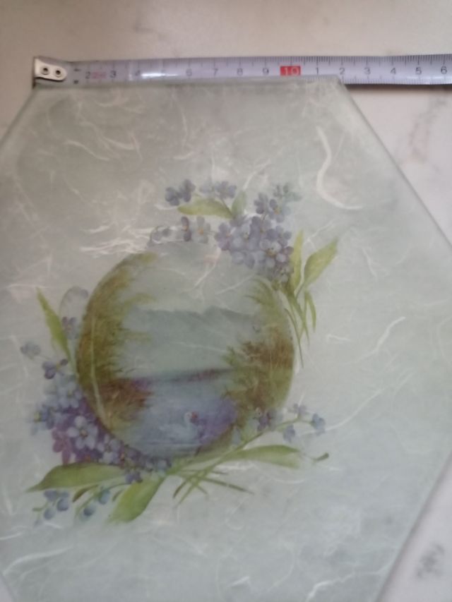 vassoio vetro decorato a mano esagonale