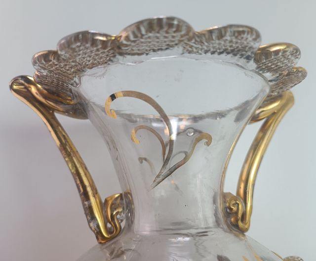 Lujoso jarrón veneciano cristal murano y oro