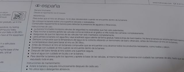 Bañera bebe PVC inflable