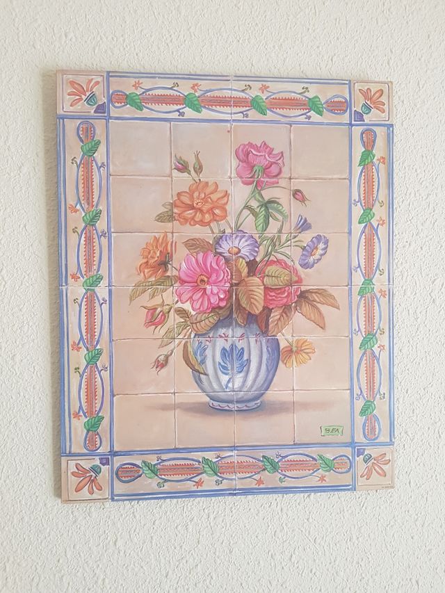Tríptico madera imitación azulejos