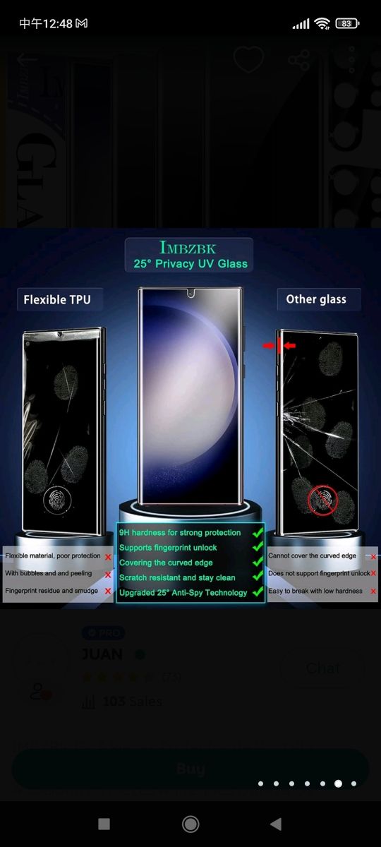 IMBZBK [3+3 Piezas Protector de Pantalla Samsung G