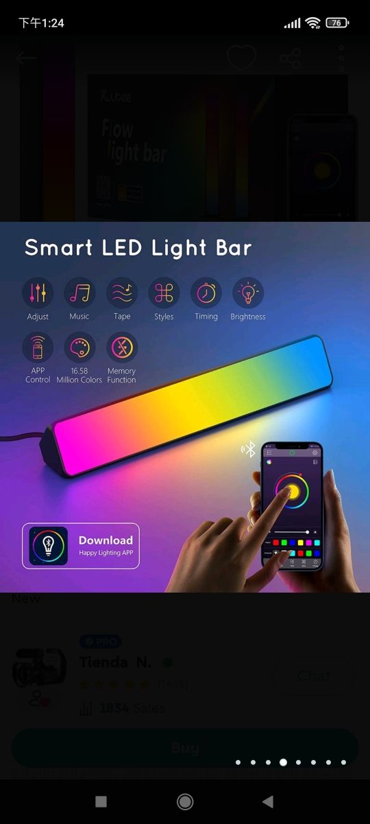 Kuubee Barras Luz Led RGB, lámpara Led inteligente