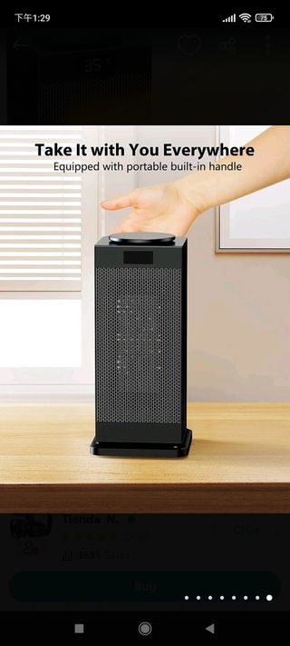 Calefactor 2000W, ECO Calefactor bajo consumo, PTC