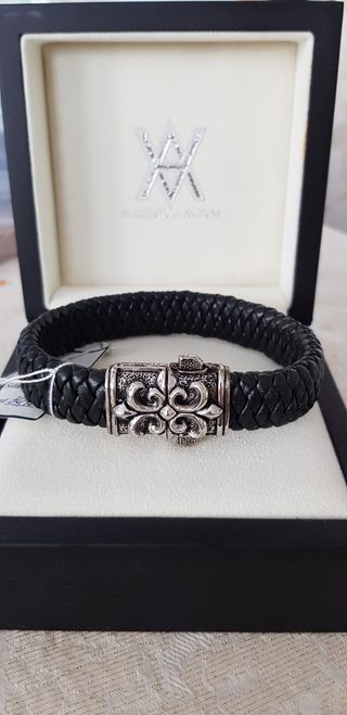 Pulsera plata piel nueva a estrenar unisex