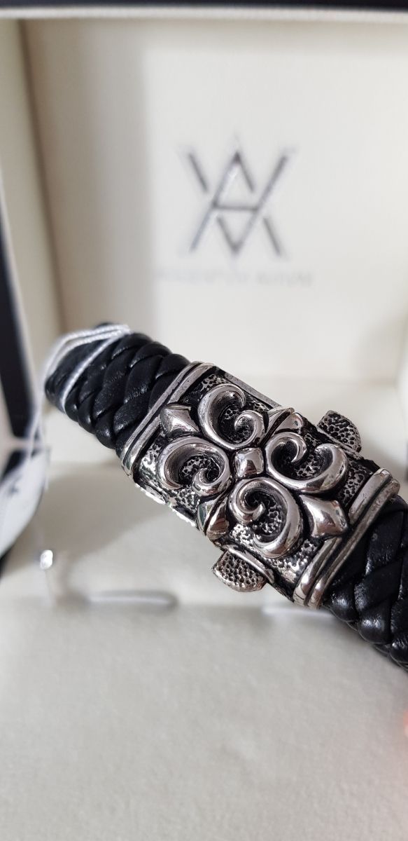 Pulsera plata piel nueva a estrenar unisex 