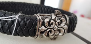 Pulsera plata piel nueva a estrenar unisex