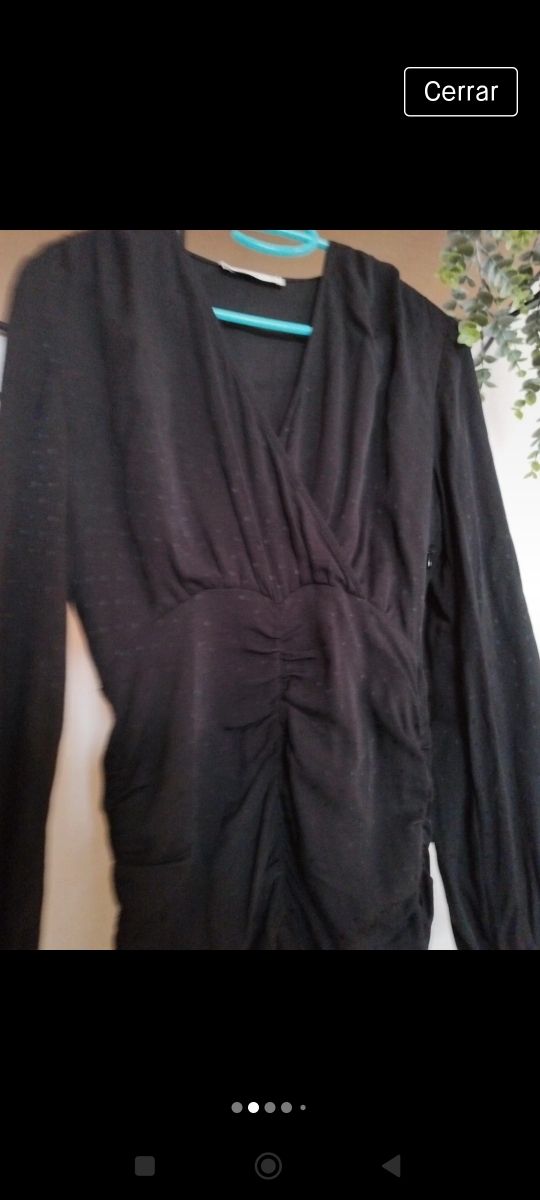 vestido mango escote fruncido xs