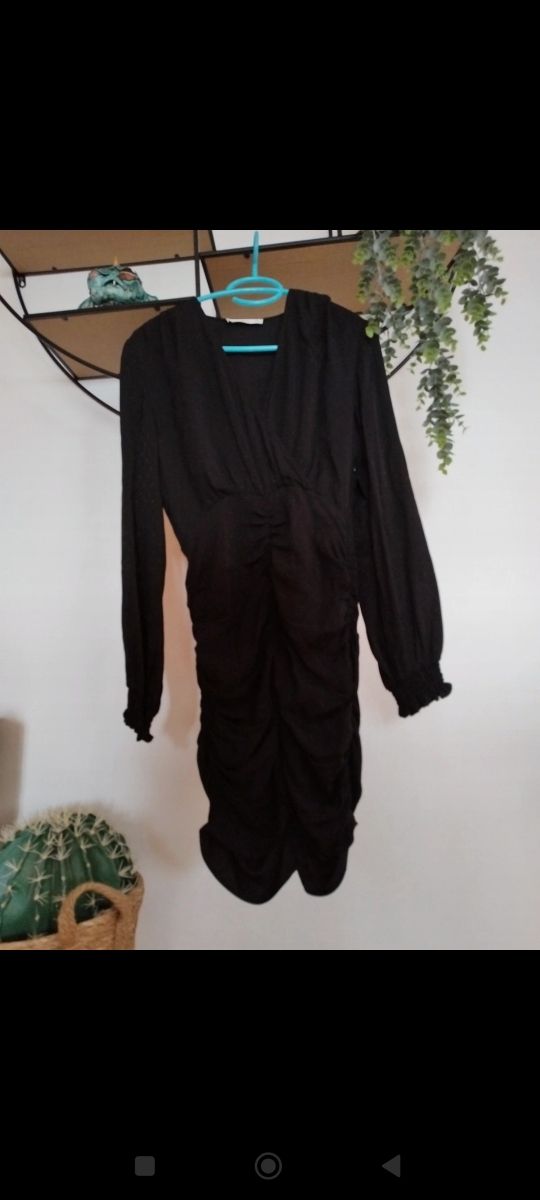 vestido mango escote fruncido xs