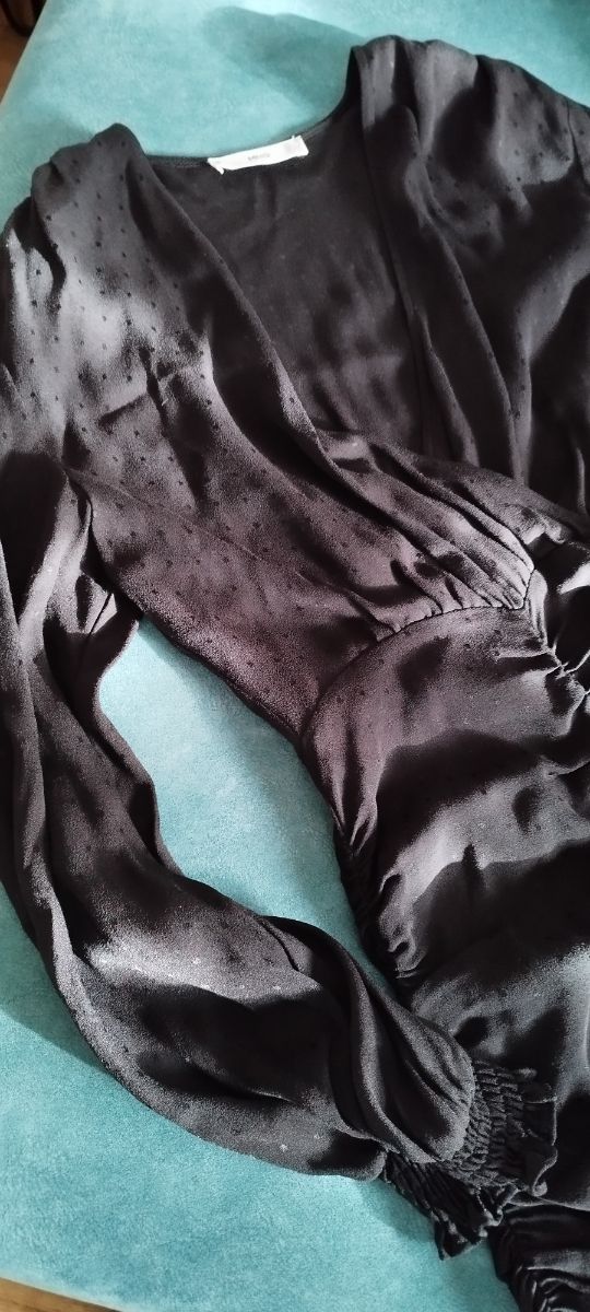 vestido mango escote fruncido xs