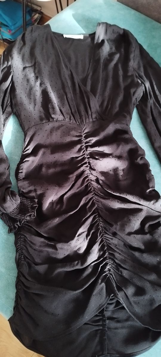 vestido mango escote fruncido xs