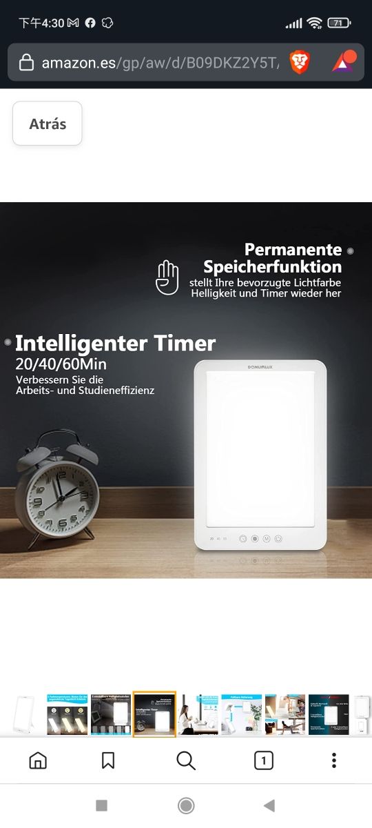 DOMUMLUX, Lámpara fluorescente Lámpara de fototera