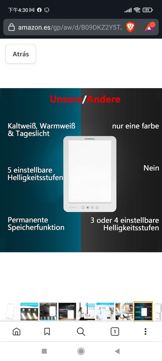 DOMUMLUX, Lámpara fluorescente Lámpara de fototera