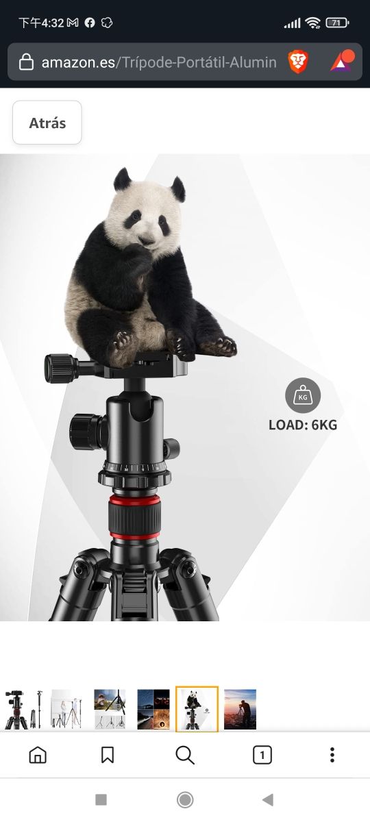 Trípode de Cámara Portátil 62''/157cm de Aluminio,