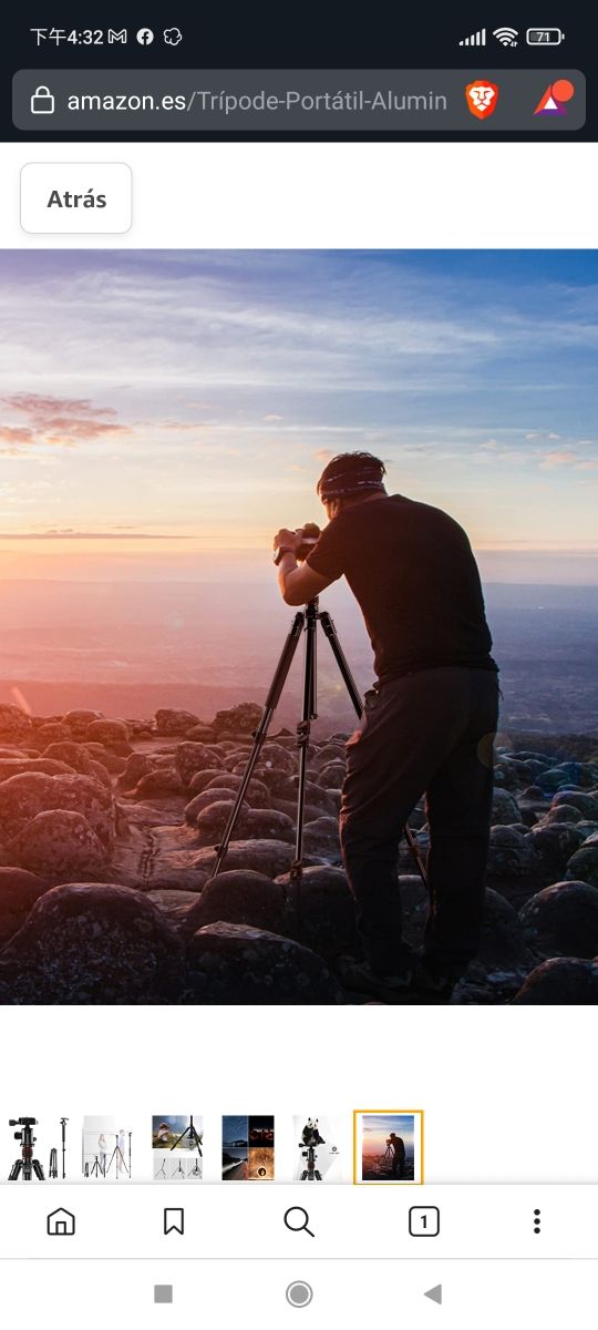 Trípode de Cámara Portátil 62''/157cm de Aluminio,