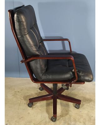 sillon-giratorio-caoba-y-piel-años-70