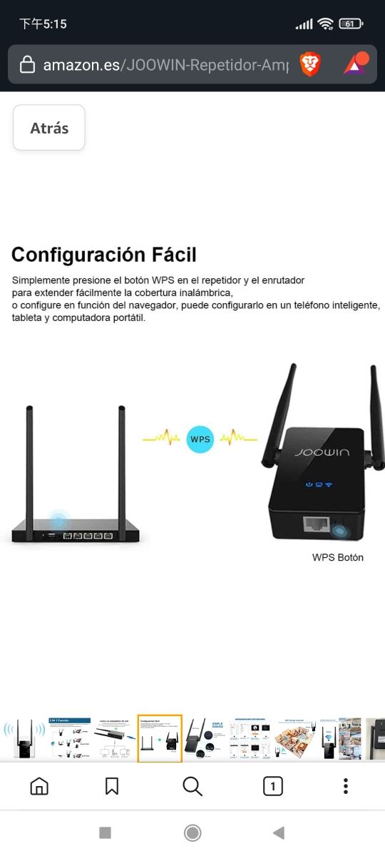 JOOWIN Repetidor WiFi 300Mbps Amplificador Señal W