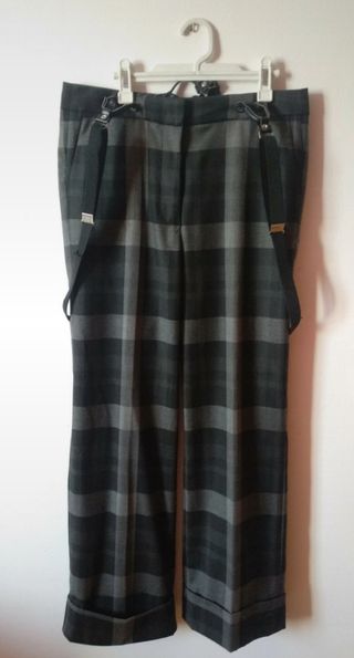 Pantalón cuadros con tirantes oficina S-M