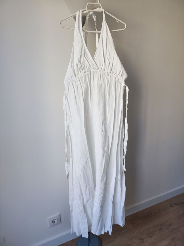 VESTIDO LARGO LINO BLANCO M-L