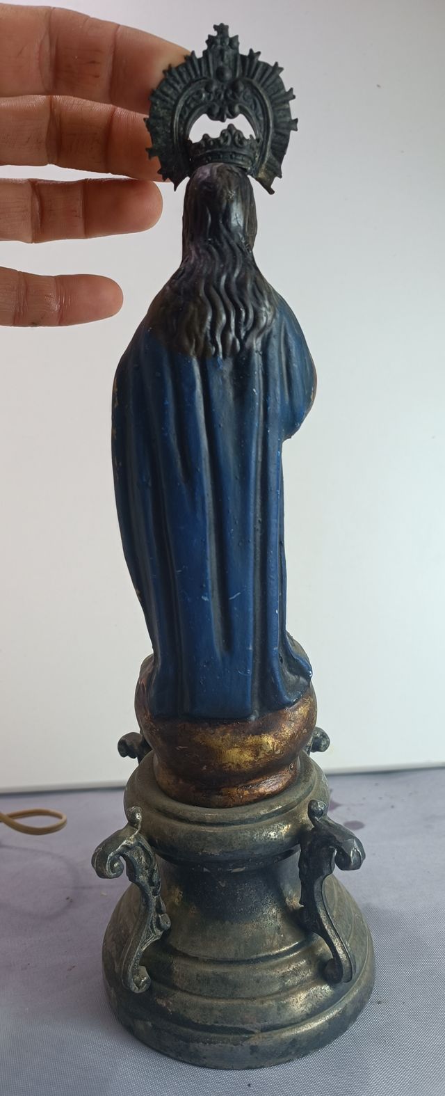 VIRGEN ANTIGUA EN CERAMICA Y PLATA
