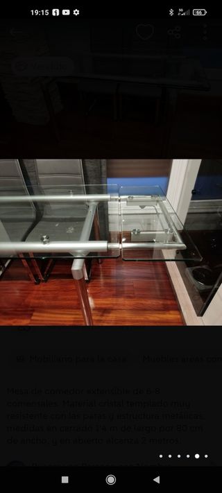 mesa comedor extensible de cristal
