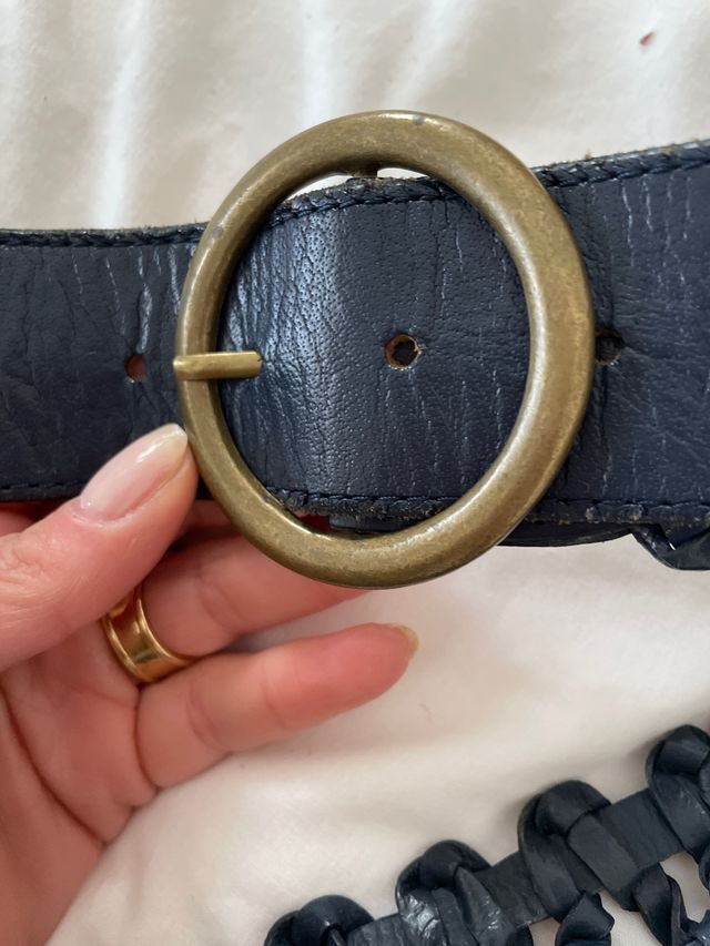 Cinturón cuero azul