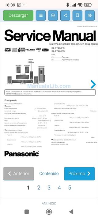 Home Cinema/DVD/CD Panasonic Cine en casa 5+1