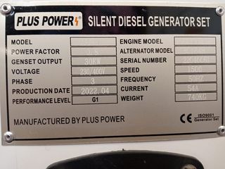 GENERADOR ELÉCTRICO NUEVO PLUS POWER DE 30 Kvas.