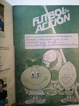 completo!! ALBUM CROMOS FUTBOL EN ACCION DANONE 82