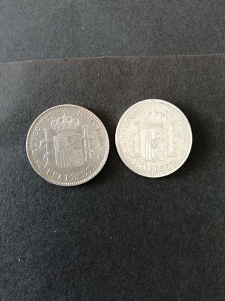 2 Monedas plata de una peseta del Rey Alfonso Xlll