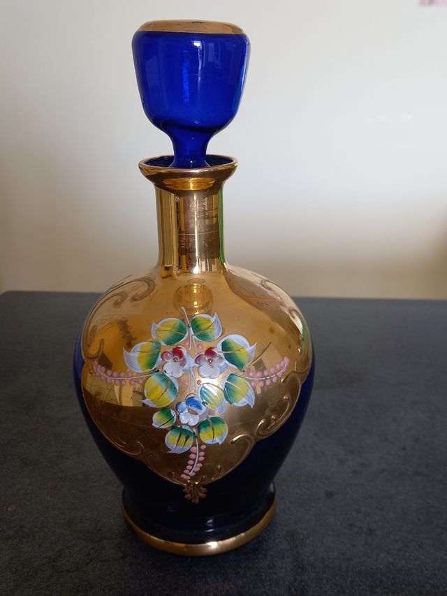 Raffinatissima bottiglia liquore decorata a mano