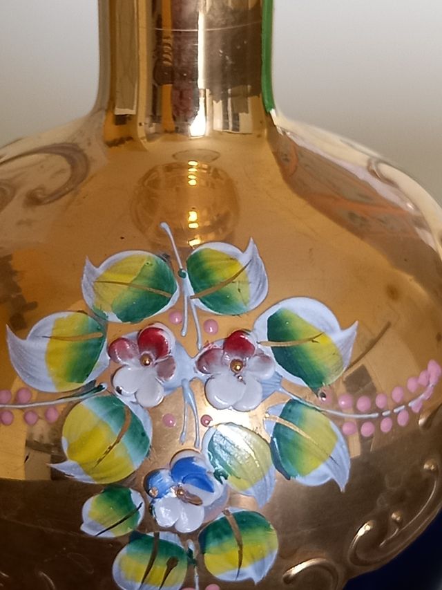Raffinatissima bottiglia liquore decorata a mano