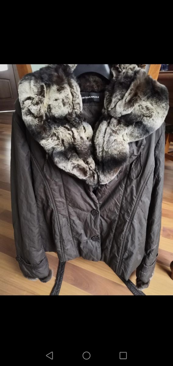 Giubbino donna marrone collo pelo rex rabbit tagli